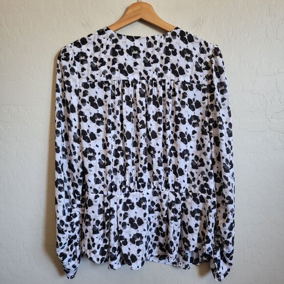 CAbi 5898 Rosette Leopard Wrap Peplum Blouse Animal Print Ruched Size Women's S - Picture 8 of 12